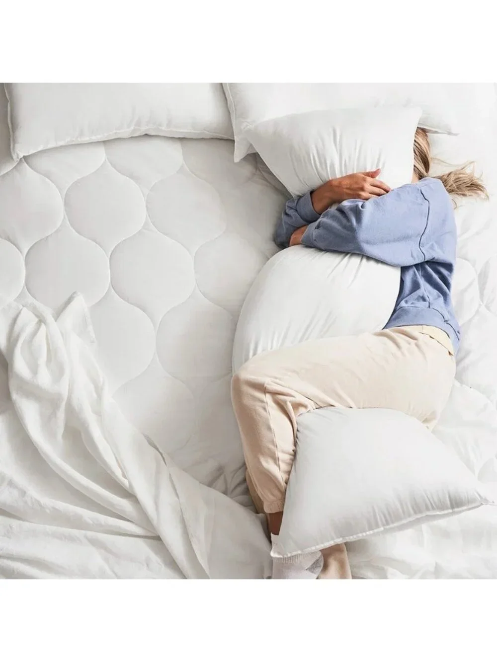 Buffy Body Pillow White OS Soft Eucalyptus Breathable Eco-Friendly Bedding NEW